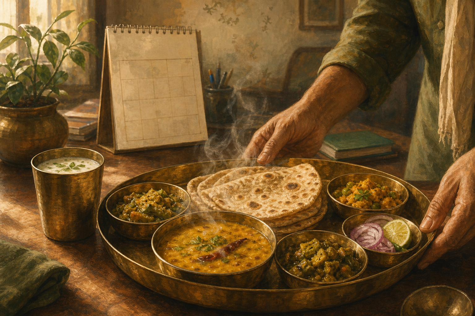 Hot family lunch served on time