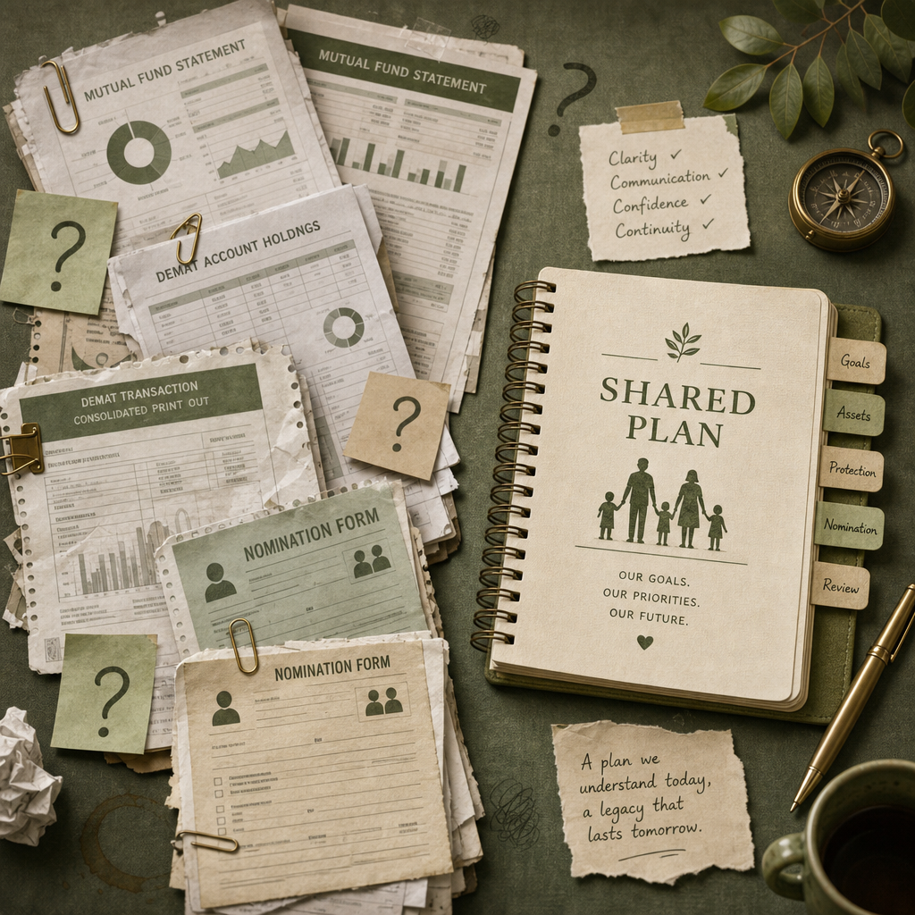 Scattered investment papers versus a shared family plan