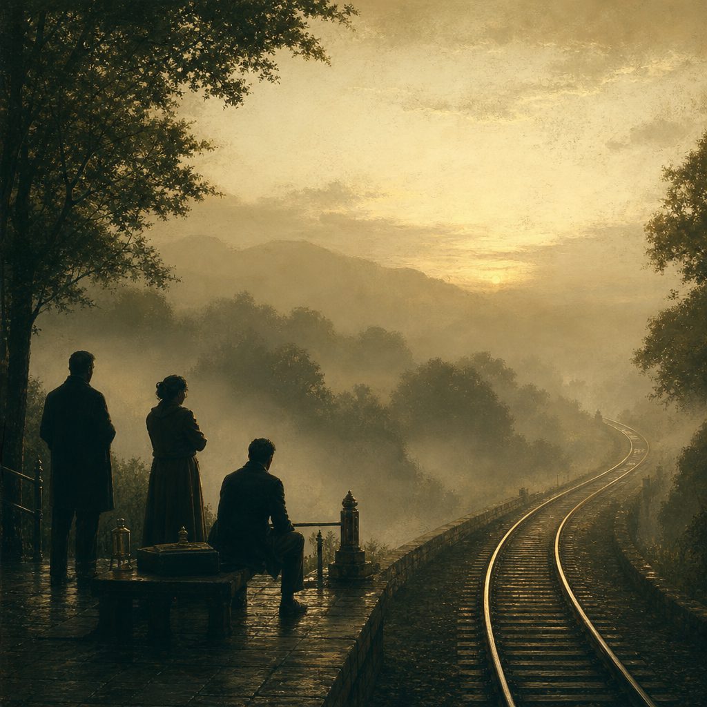 Early observers watching empty tracks at dawn